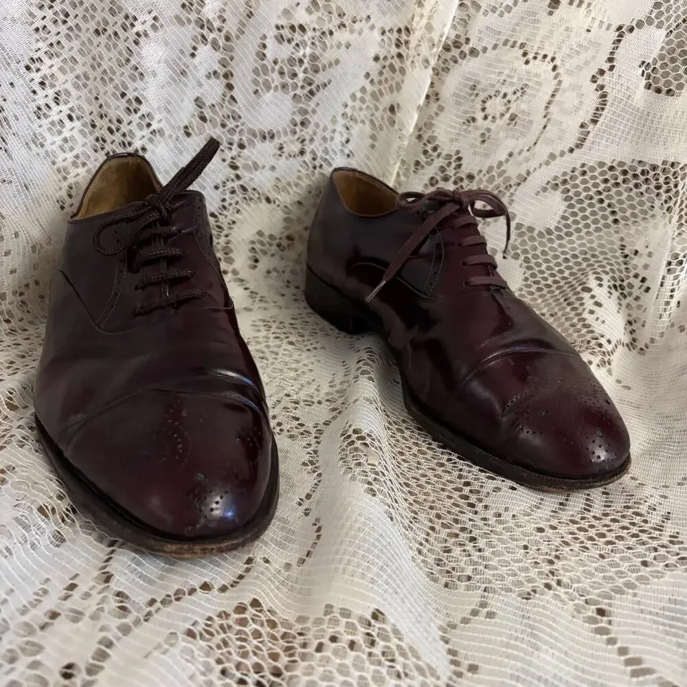 Mario Bruni Men's US 8.5 Brown Leather Oxfords Shoes